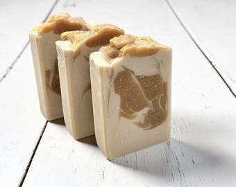 Manuka Milk & Bergamot Honey Triple Butter Soap Bar, Naturally Derived Fragrance, Essential Oils, Handmade Cold Process Artisan Soap