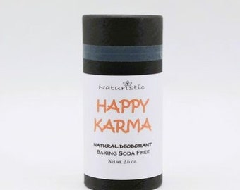 Happy Karma Natural Deodorant, Eco Friendly Packaging, with Essential Oils, Baking Soda Free, Magnesium, Probiotics, Zinc