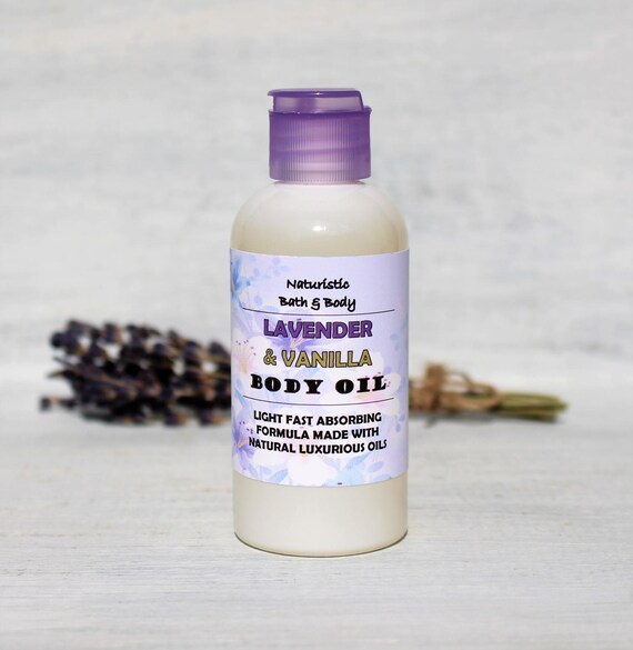 Items similar to Lavender & Vanilla Body Oil, Light Silky Formula with