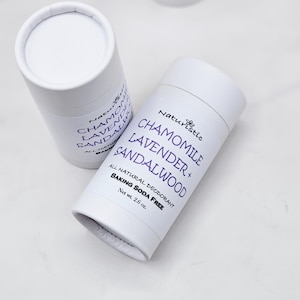 CHAMOMILE LAVENDER + SANDALWOOD Natural Deodorant, Eco Friendly Packaging, Essential Oils, Baking Soda Free, Magnesium, Probiotics, Zinc