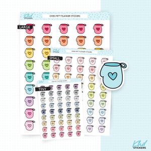 Stickers d'agenda, gants de cuisine, 3 tailles, y compris une petite taille, amovibles