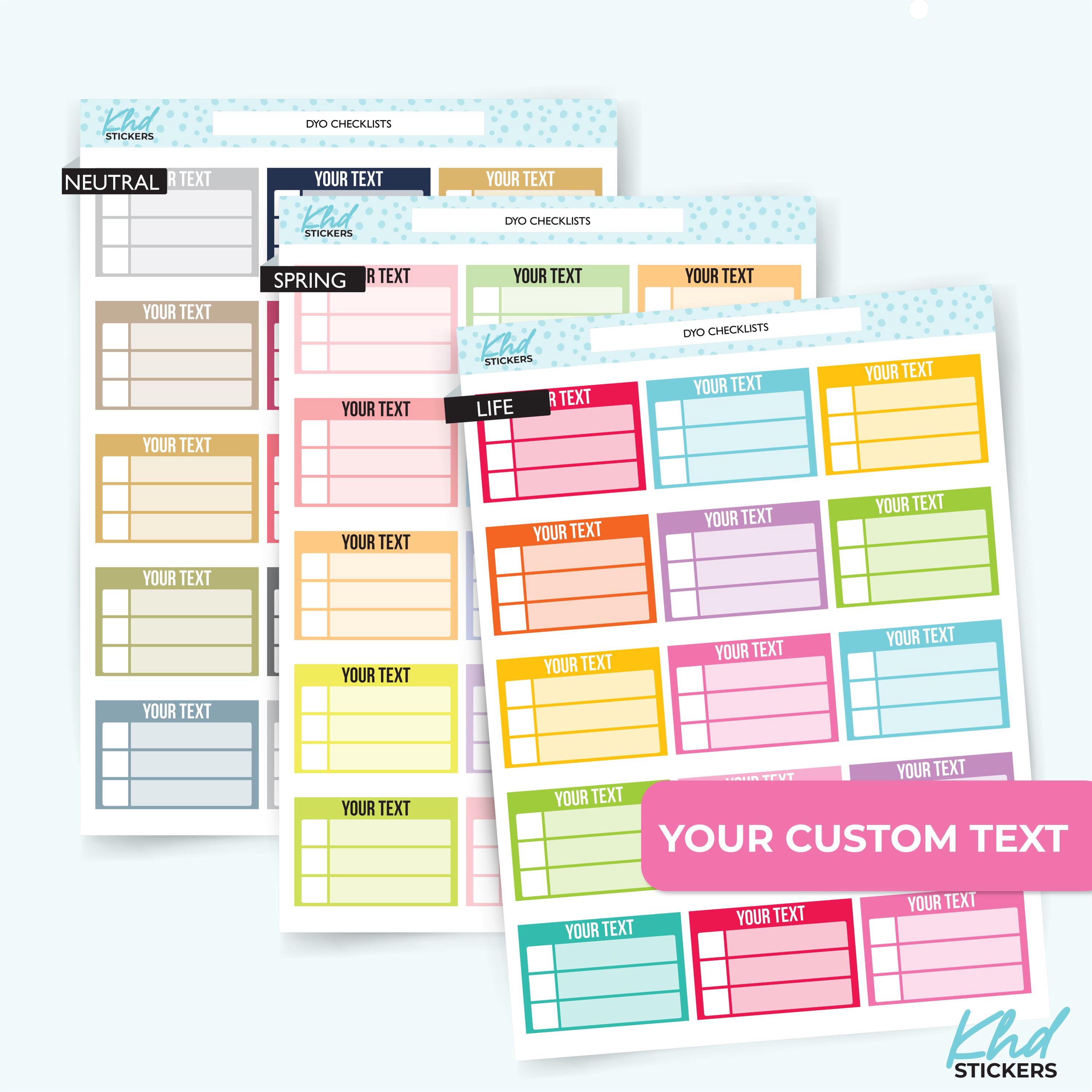 Design Your Own, Checklist Stickers, Planner Stickers, Removable - Etsy