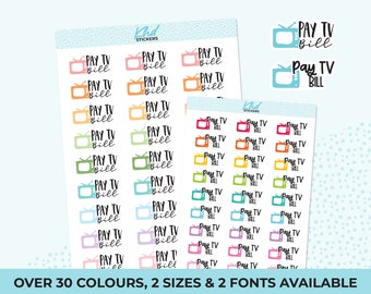 Pay TV Bill Stickers, Planner Stickers, Removable