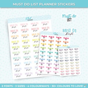 Must Do Liste Planner Stickers, drei Größen, einschließlich winziger, abnehmbarer