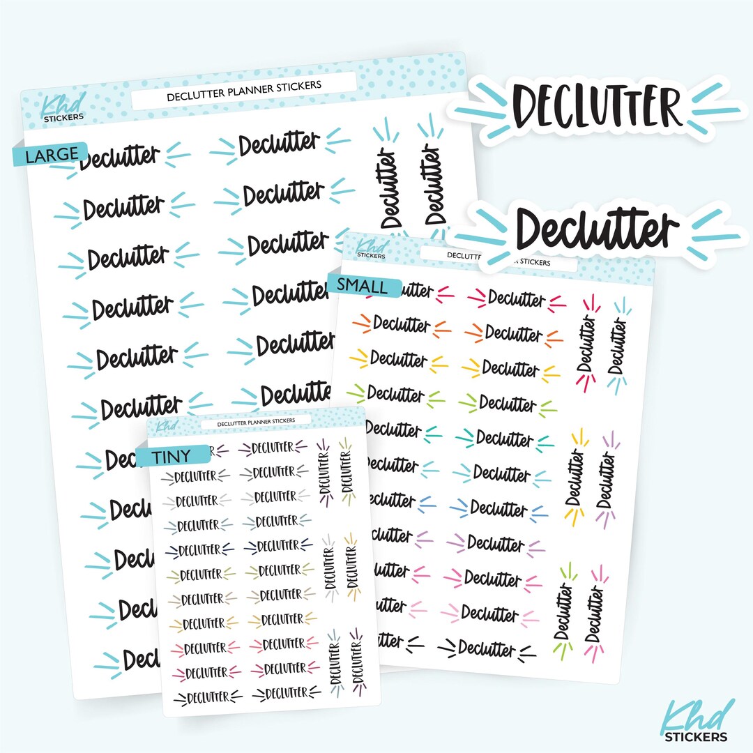 Declutter Planner Stickers, Three Sizes Including Tiny, Removable - Etsy