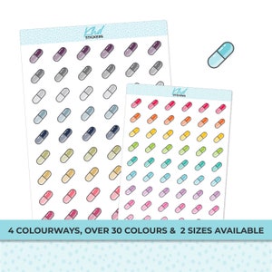 Medicine Capsule Stickers, Planner Stickers, Removable