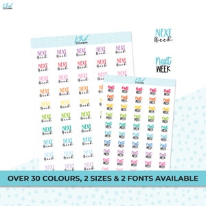 Next Week Script Stickers, Planner Stickers, Two Sizes and Font Options, Removable
