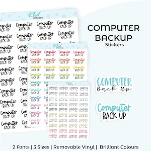 Computer Backup Planner Stickers, 3 Sizes, Removable