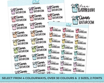 Clean Bathroom Stickers, Planner Stickers, Removable