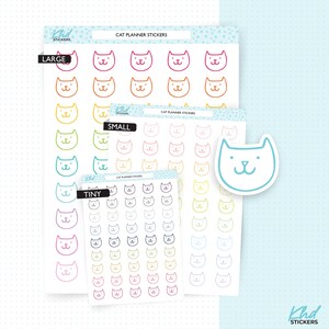 Planificateur autocollants icônes de chat, trois tailles, y compris minuscule, amovible