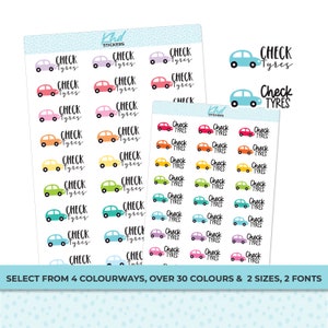 Check Tyres Car Care Planner Stickers, Removable
