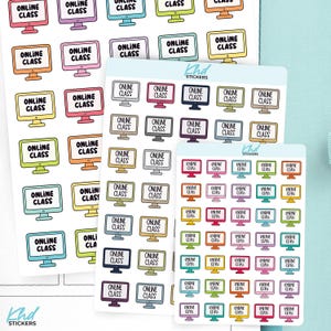 Online Class Planner Stickers, 3 Sizes with Tiny, Small, and Large, Removable