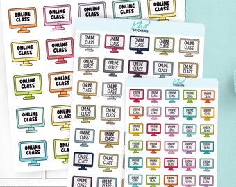 Online Class Planner Stickers, 3 Sizes with Tiny, Small, and Large, Removable