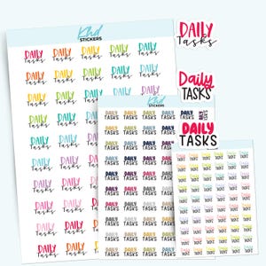 Daily Tasks Day Planner Stickers, 3 Sizes with Tiny, Small, and Large, Removable