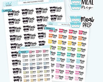 Meal Prep Planner Stickers, Three Sizes including tiny, Removable