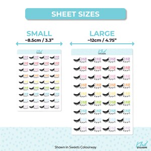 Lash Appointment Planner Stickers, Script Stickers, Two sizes and font options, Over 30 colours, Removable image 3