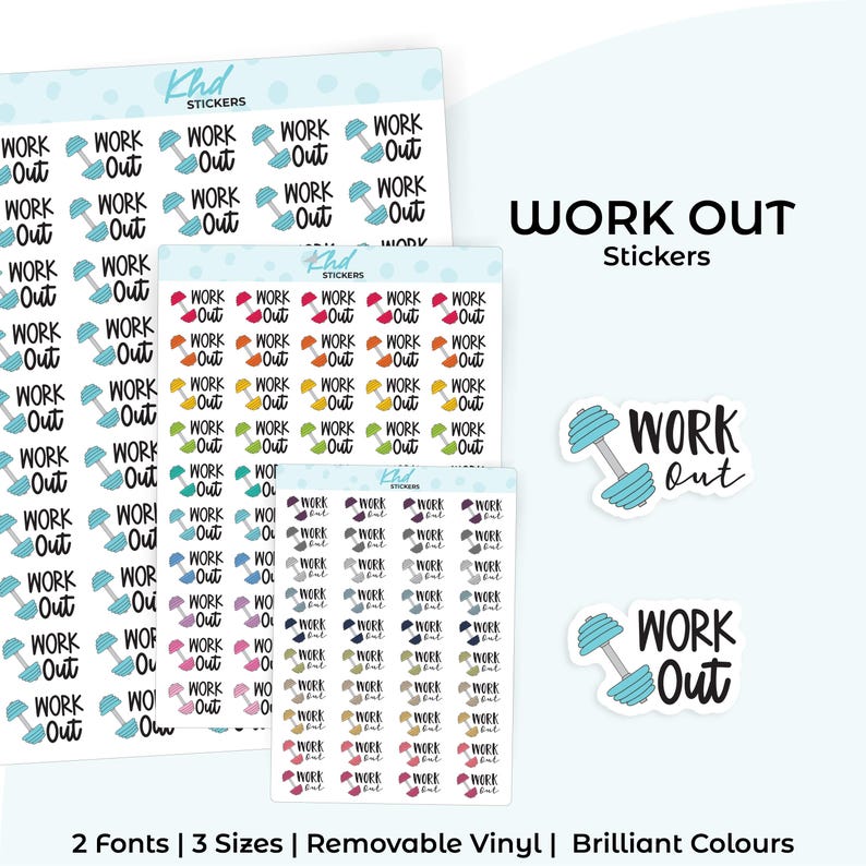 Work Out Planner Stickers, Three Sizes Including Tiny, Removable - Etsy ...