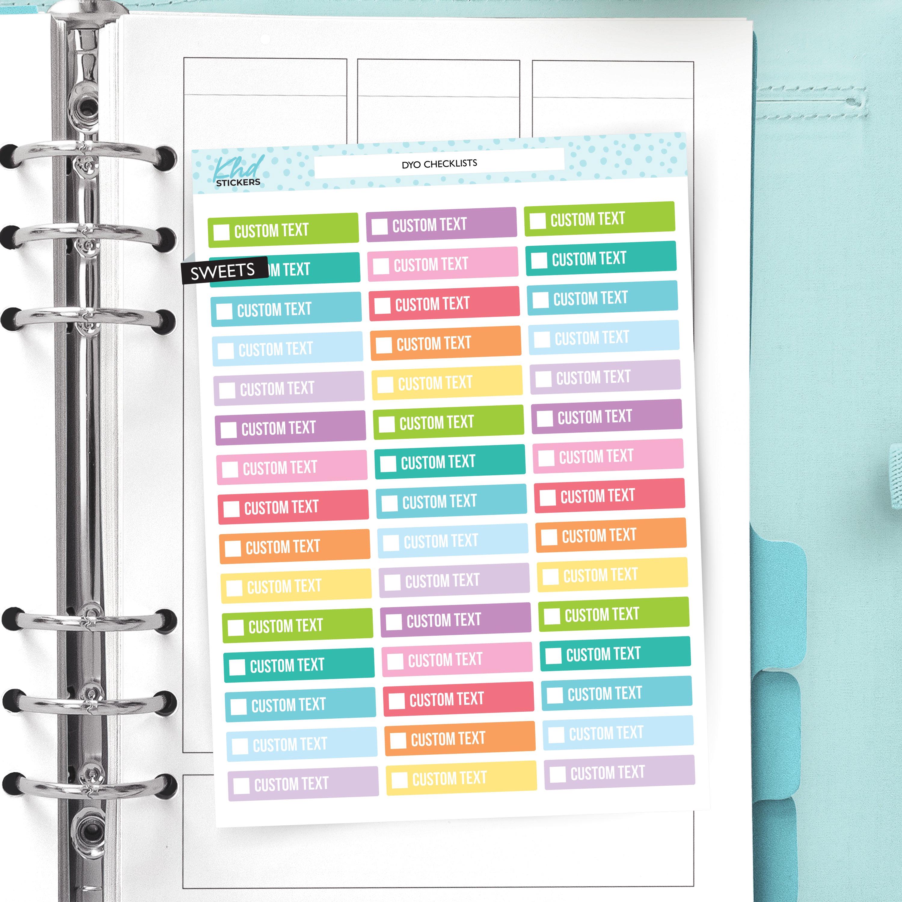 Design Your Own, Check Box Labels, Customised & Personalised Planner ...