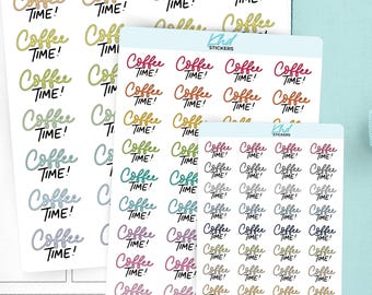 Stickers koffietijdplanner, blokscript, 3 maten: klein, klein en groot, verwijderbaar