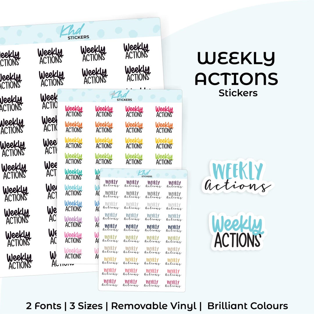 Quick Action Sticker Weekly Actions Planner Stickers, 3 Sizes, Removable - Etsy