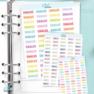 Snacks Planner Stickers: Removable Matte Vinyl, Script Font