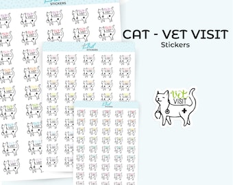 Cat - Vet Visit Planner Stickers, 3 Sizes, Removable