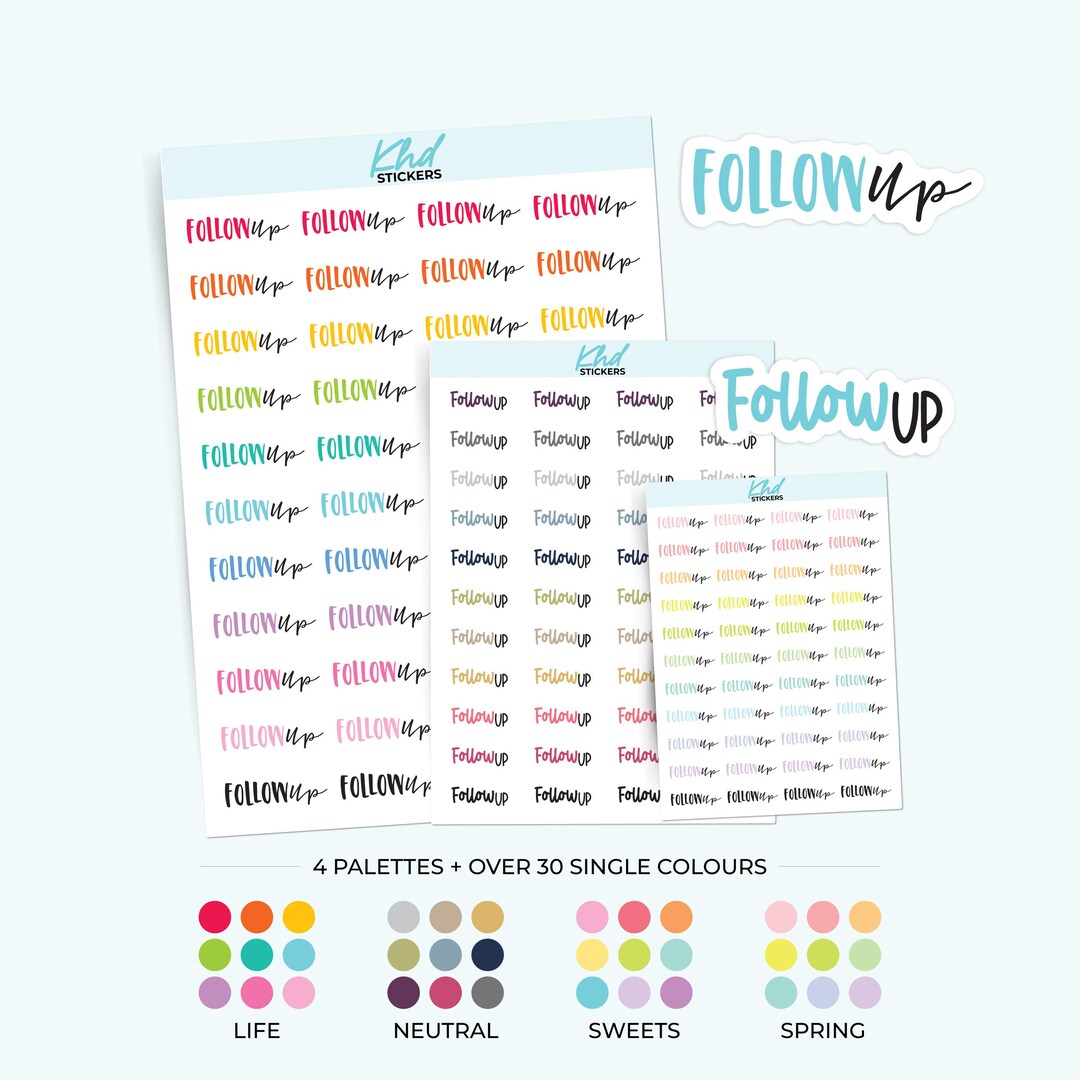 Followed Sticker Follow up Planner Stickers, 3 Sizes With Tiny, Small, and Large ...