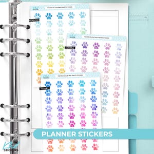 Watercolour Paw Prints Planner Stickers, 3 Sizes with Tiny, Small, and Large, Removable
