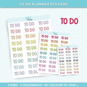 To Do Planner Sticker, Blockschrift, drei Größen, einschließlich winzig, wieder ablösbar
