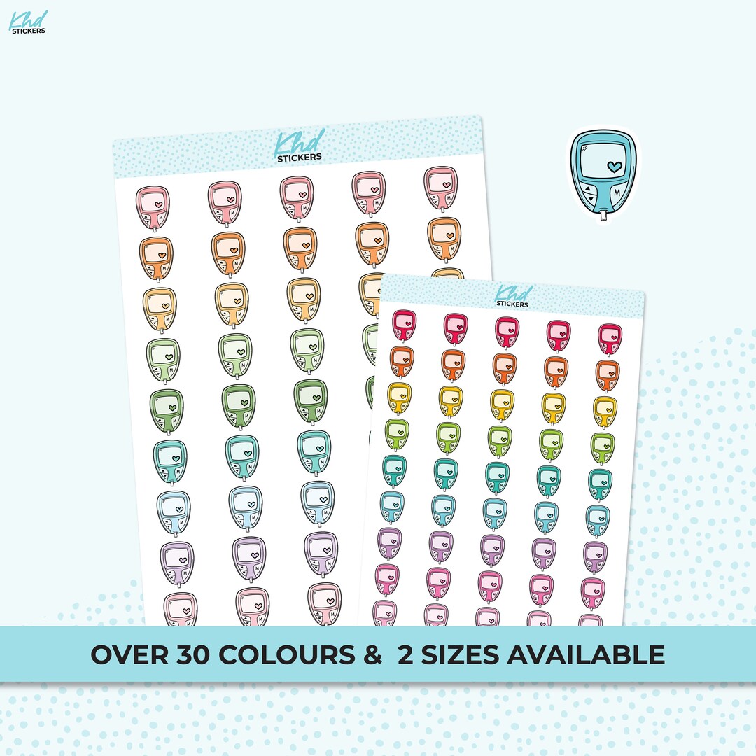 Blood Glucose Monitor Stickers, Planner Stickerstwo Sizes and Over 30