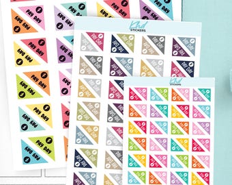 Pay Day Corners Planner Stickers, 3 Sizes with Tiny, Small, and Large, Removable