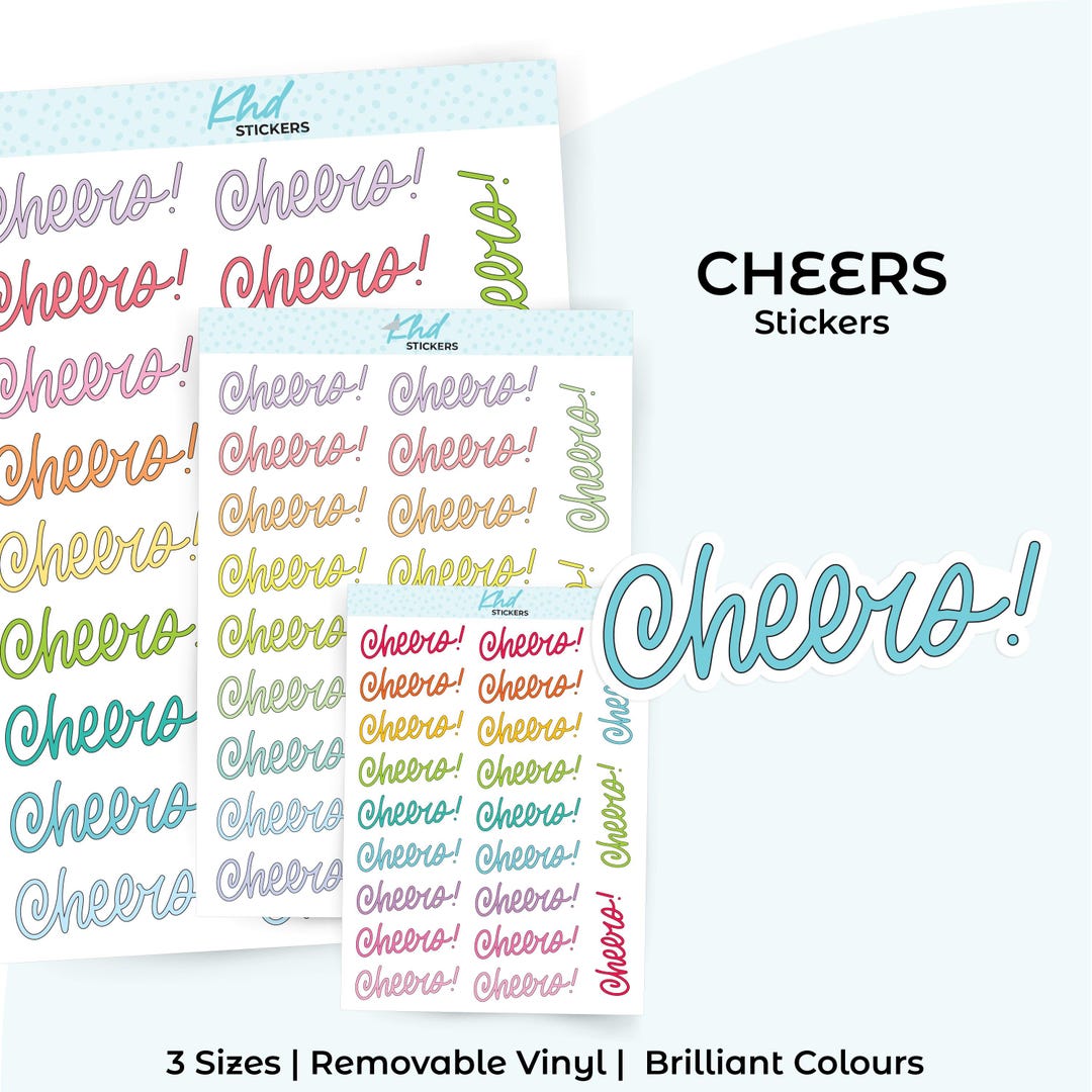 Cheers! Planner Stickers, Block Script, 3 Sizes, Removable - Etsy