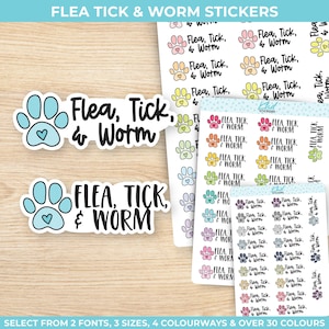 Floh Tick & Wurm Planer Aufkleber, drei Größen, einschließlich winziger, abnehmbarer