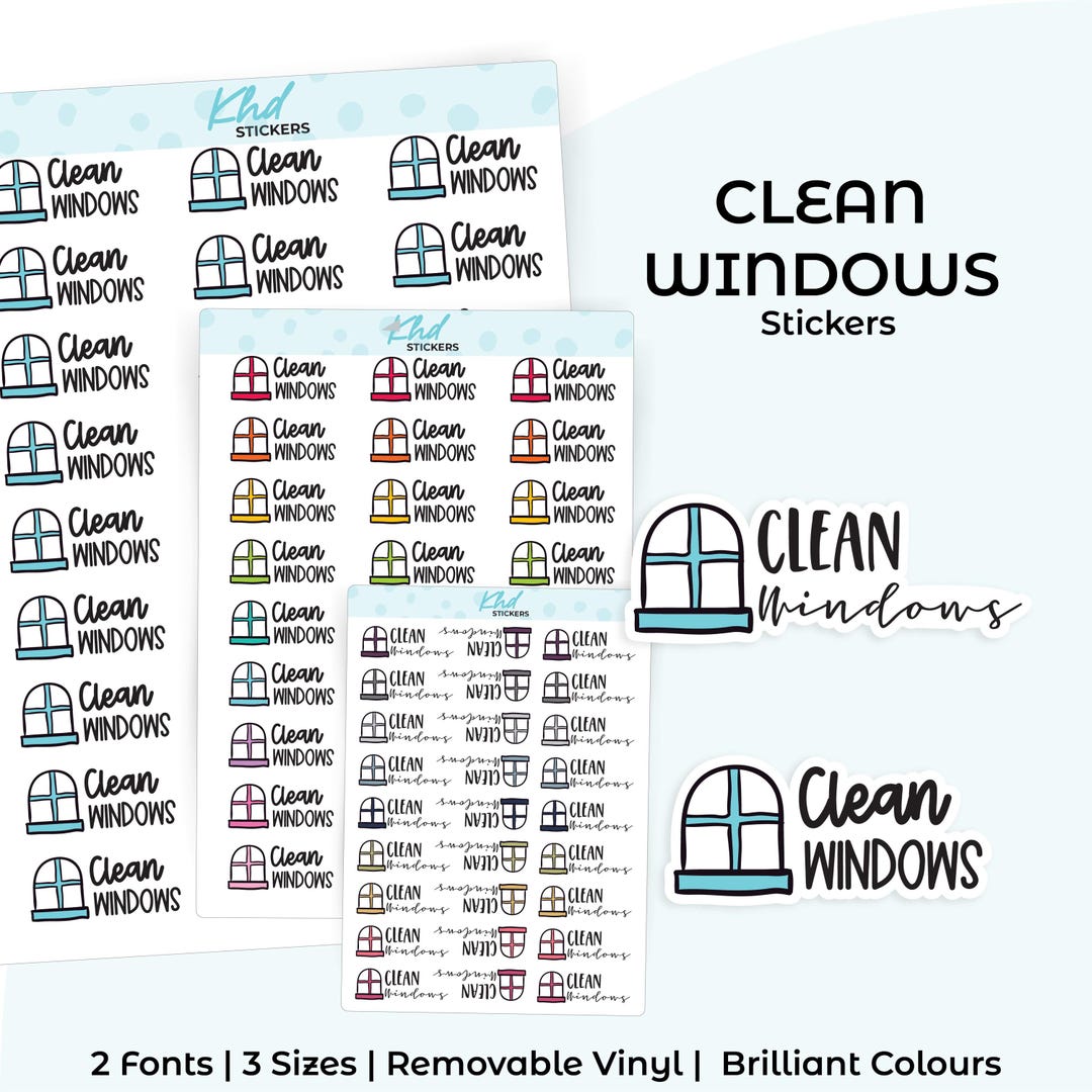 Clean Windows Planner Stickers, Three Sizes Including Tiny, Removable ...
