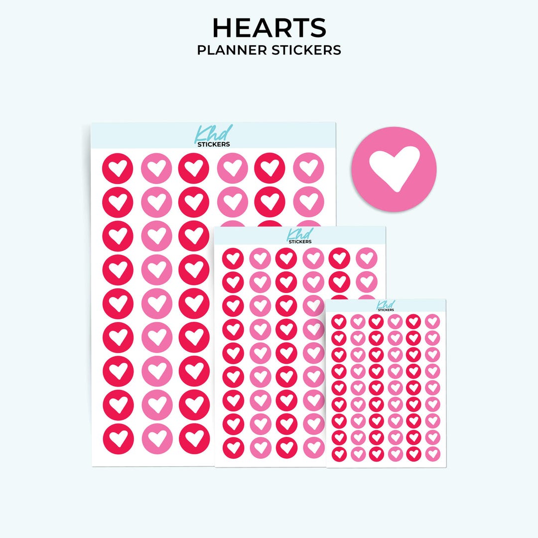 Heart Stickers, Planner Stickers, Removable - Etsy