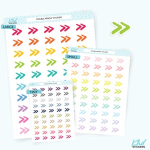 Double Arrow / Chevron Planner Stickers, Three Sizes including tiny, Removable