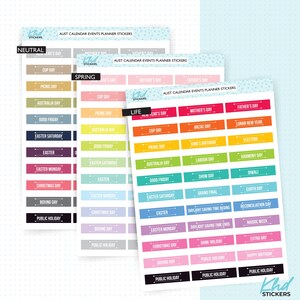 Australische Ereignisse & Feiertage Planner Stickers, Planner Stickers, Wieder ablösbar