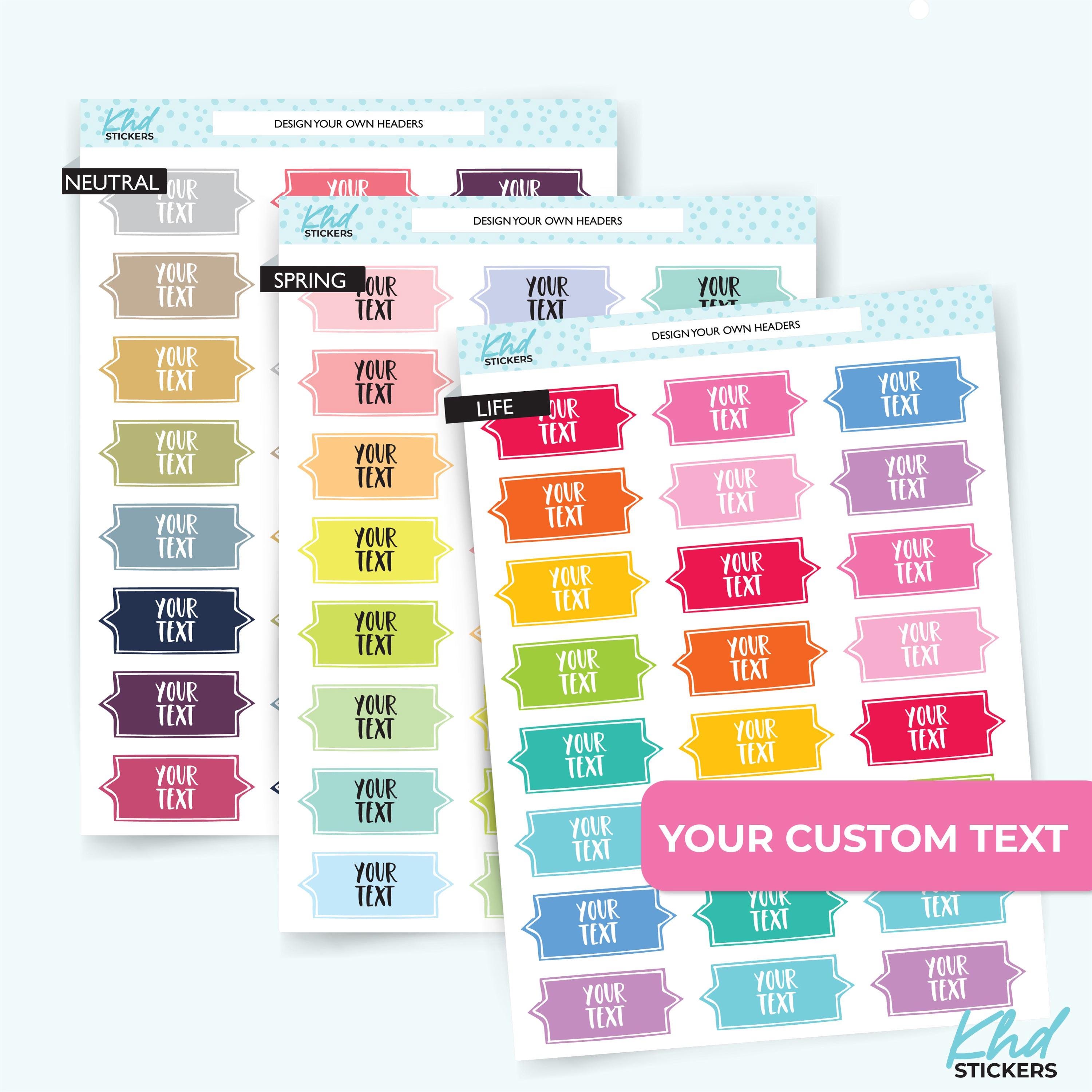 Tittle Header Sticker Design Your Own, Fun Header Stickers, Planner Stickers, Removable ...