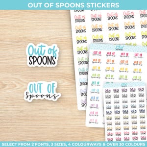 Out Of Spoons Planner Stickers, drei Größen, einschließlich winziger, abnehmbarer