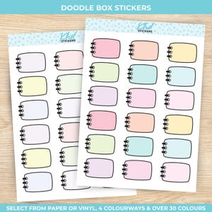 Doodle Notebook Style Boxes, funktionale Planer Aufkleber