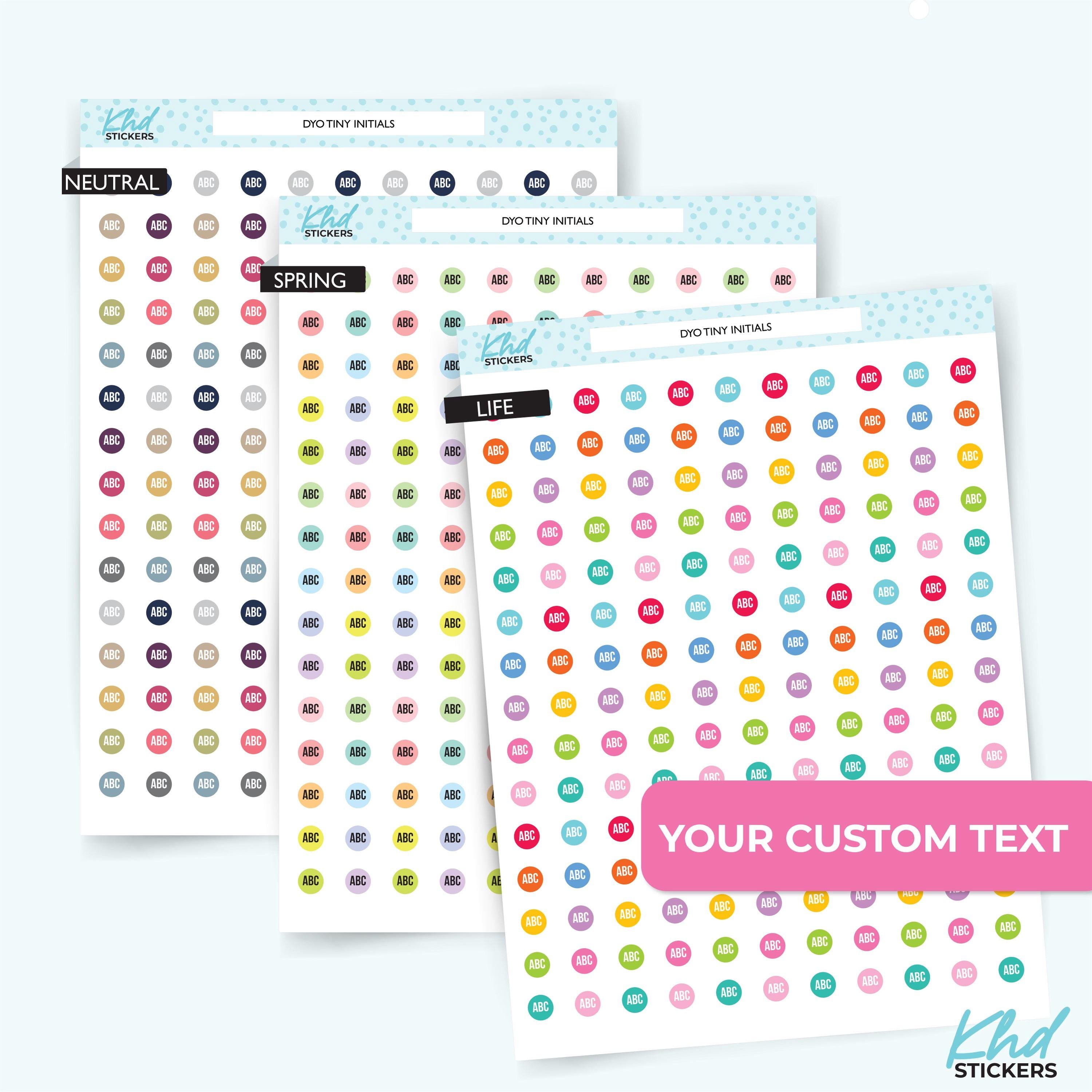 Initial Sticker Chic Design Your Own, Tiny Initial Stickers, Removable, Personalised Custom ...