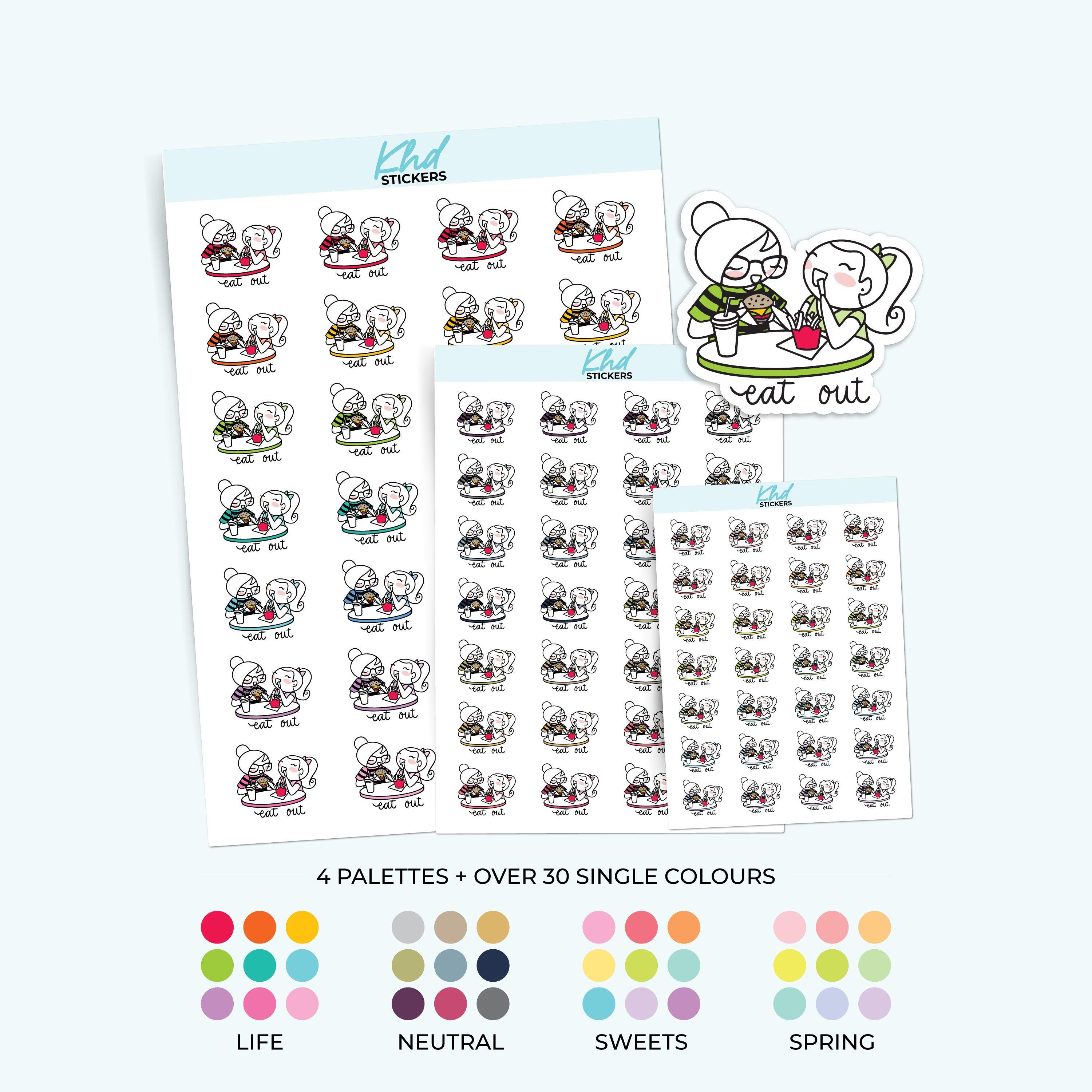 Eat Dis Sticker Eat Out Planner Stickers, 3 Sizes With Tiny, Small, and Large ...