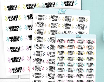 Weekly Goals Planner Stickers, 3 Sizes with Tiny, Small, and Large, Removable