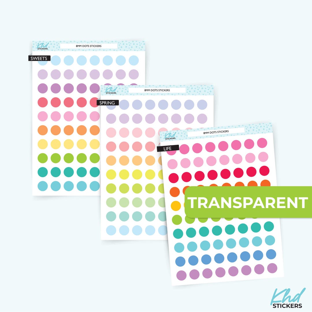 Transparent Dot Planner Stickers: 8mm Vinyl Circle Stickers - Etsy