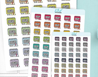Due Planner Stickers, 3 Sizes with Tiny, Small, and Large, Removable