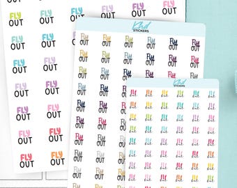 Fly Out Planner Stickers, 3 Sizes with Tiny, Small, and Large, Removable