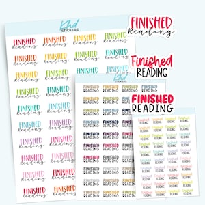 Finished Reading Planner Stickers, 3 Sizes with Tiny, Small, and Large, Removable