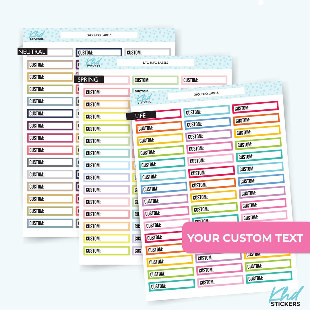 Design Your Own, Info Labels, Customised & Personalised Planner ...