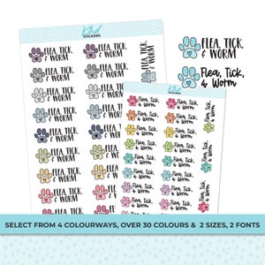 Flea Tick & Worm Reminder Stickers, Planner Stickers, Removable