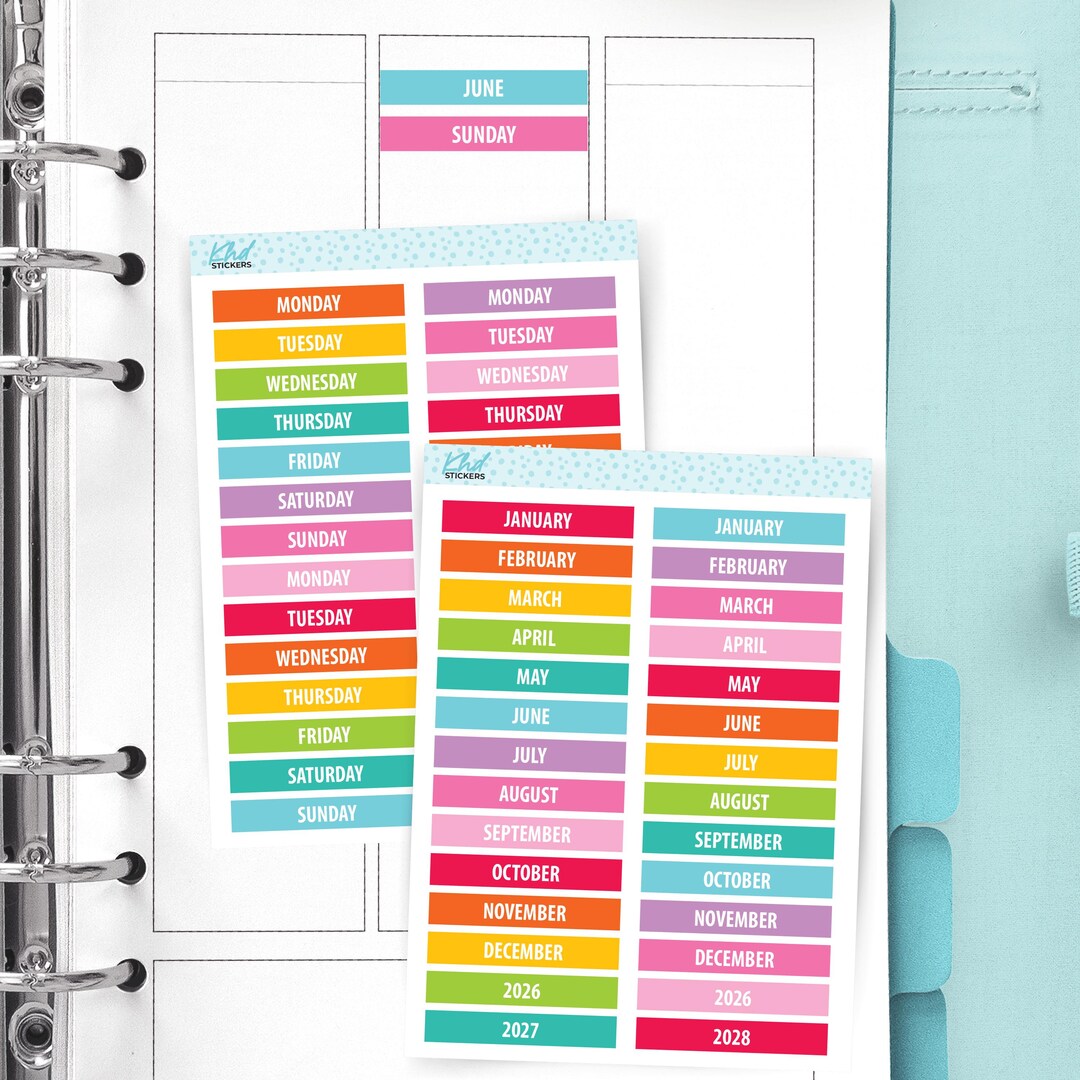 Months of the Year or Days of the Week Header Planner Stickers ...